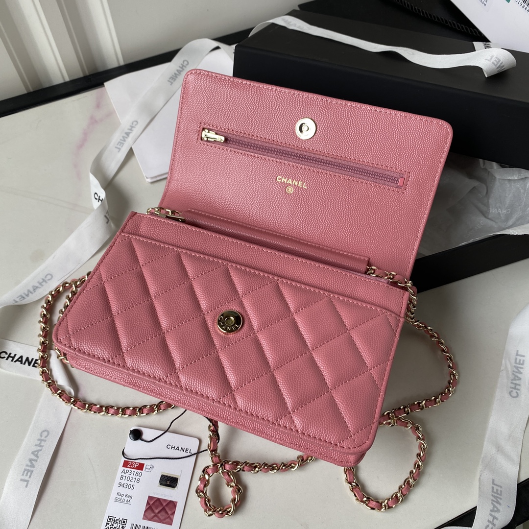 Caviar Leather Wallet On Chain Shoulder Bag AP3180 Pink